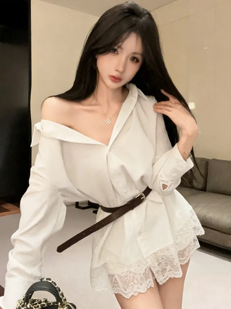 Lace Trim Splice Long Sleeve Loose Women's Shirt Pure Desire Gentle Lady Style Spring Summer New Loose Lazy Slimming Top
Lace Trim Splice Long Sleeve Loose Women's Shirt Pure Desire Gentle Lady Style Spring Summer New Loose Lazy Slimming Top