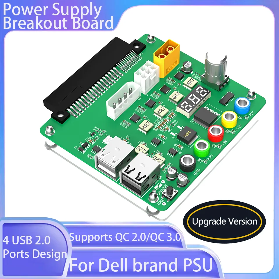 Коммутационная плата блока питания с регулируемой ручкой напряжения и 3,3 В/5 В/12 В/USB 2,0/QC 2,0/3,0/12 В для адаптера питания бренда Dell
Коммутационная плата блока питания с регулируемой ручкой напряжения и 3,3 В/5 В/12 В/USB 2,0/QC 2,0/3,0/12 В для адаптера питания бренда Dell