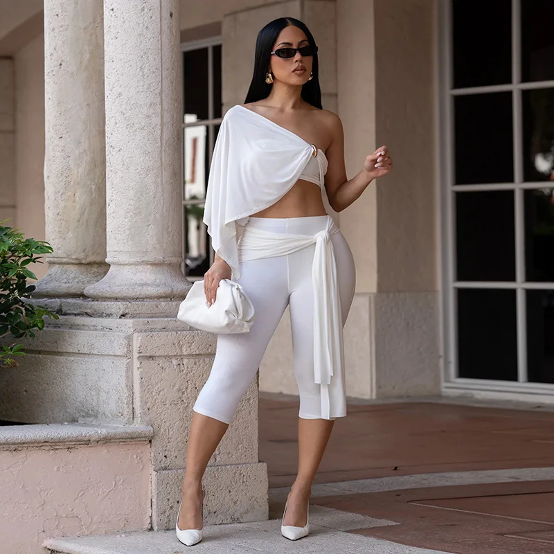 Solid Rave Outfit Woman Festival Set 2 Piece Y2K Clothes Party Club One Shoulder Strapless Crop Top and Pants Matching Sets
Solid Rave Outfit Woman Festival Set 2 Piece Y2K Clothes Party Club One Shoulder Strapless Crop Top and Pants Matching Sets