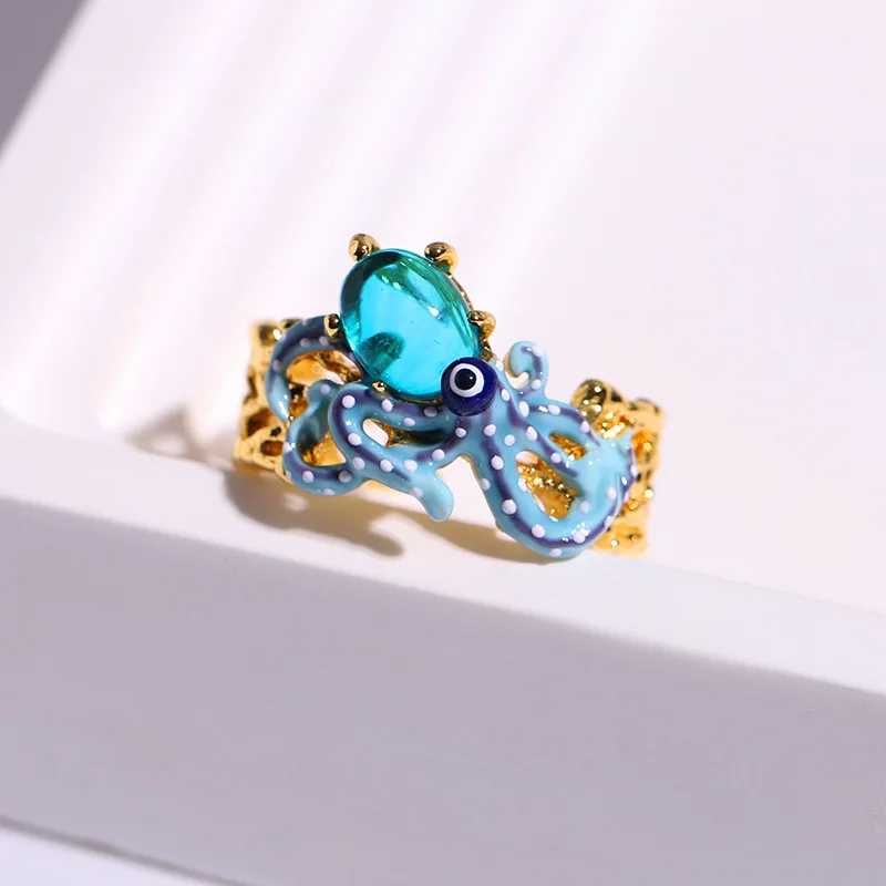 Trendy Fashion Marine Organism Sea Beach Vacation Style Blue Octopus Realistic Image Animal Hollow Ring Opening Finger Jewelry
Trendy Fashion Marine Organism Sea Beach Vacation Style Blue Octopus Realistic Image Animal Hollow Ring Opening Finger Jewelry
