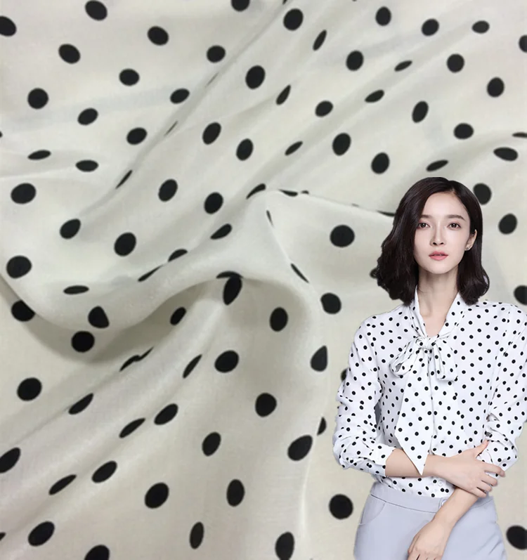 Водный нефрит в горошек, белый фон, черный горошек, двойной креп, шелковая ткань, шелковая ткань шелковицы, весенне-летнее платье, рубашка, сгусток 
Водный нефрит в горошек, белый фон, черный горошек, двойной креп, шелковая ткань, шелковая ткань шелковицы, весенне-летнее платье, рубашка, сгусток