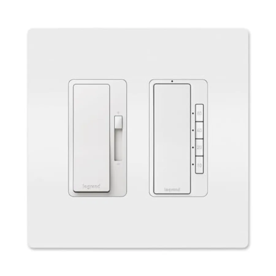 Legrand Radiant Ultimate - Dimmer+Paddle Switch for Lights 150W 4 Button Options Timer for Exhaust Fan Matching 2 Gang Screwles
Legrand Radiant Ultimate - Dimmer+Paddle Switch for Lights 150W 4 Button Options Timer for Exhaust Fan Matching 2 Gang Screwles