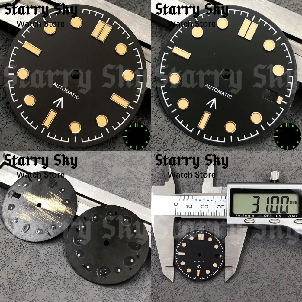 Новый циферблат для часов Starry Sky, 31 мм, черный, без логотипа, с зеленым люминесцентным покрытием, подходит для автоматических механизмов NH35/ETA PT5000, аксессуар для часов.
Новый циферблат для часов Starry Sky, 31 мм, черный, без логотипа, с зеленым люминесцентным покрытием, подходит для автоматических механизмов NH35/ETA PT5000, аксессуар для часов.