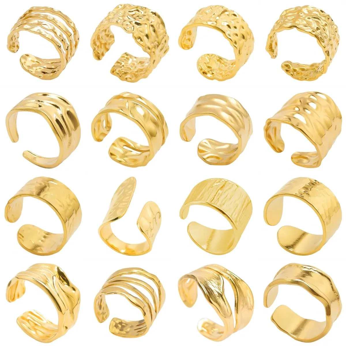 10pcs Hip Hop Irregular Wave Smooth Rings Concave-Convex Surface Wide Rings For Women Men Gold Color Open Punk Gothic Rings Gift
10pcs Hip Hop Irregular Wave Smooth Rings Concave-Convex Surface Wide Rings For Women Men Gold Color Open Punk Gothic Rings Gift