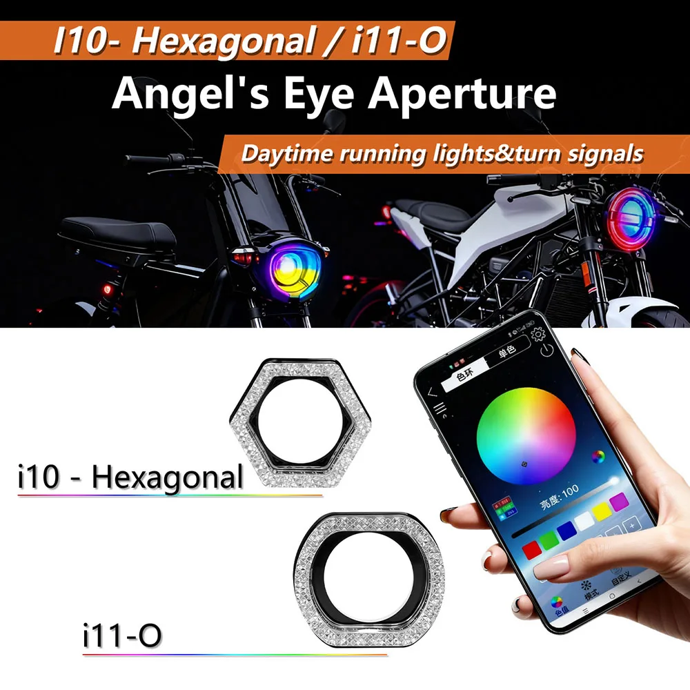 1PC 1.5Inch 5D RGB Angel Eyes Halo Rings Lights with Turn Signal Lights APP Bluetooth LED Motorcycle Headlight Retrofit DRL 12V
1PC 1.5Inch 5D RGB Angel Eyes Halo Rings Lights with Turn Signal Lights APP Bluetooth LED Motorcycle Headlight Retrofit DRL 12V
