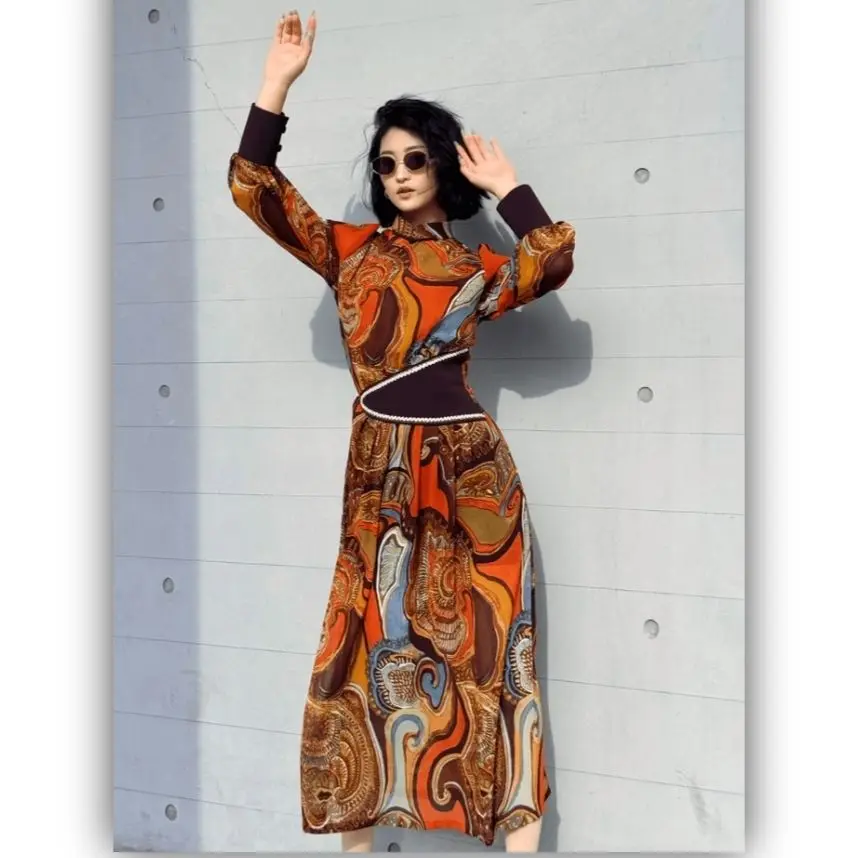 2026 Fashion Long Sleeve Printed Dress Women's Clothing Waist Cinched Oil Painting Ethnic Style Cotton Traditional Chinese Dress
2026 Fashion Long Sleeve Printed Dress Women's Clothing Waist Cinched Oil Painting Ethnic Style Cotton Traditional Chinese Dress