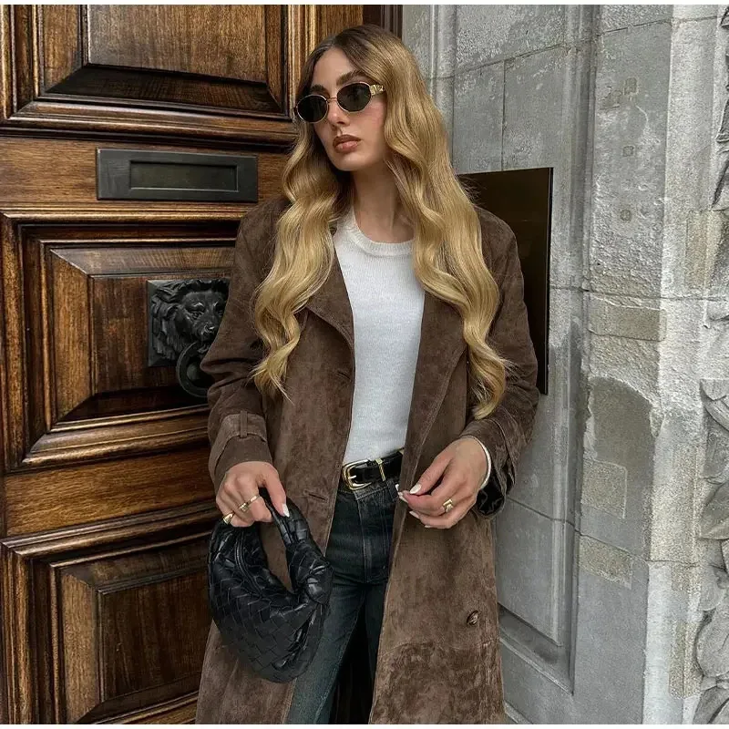 Street Solid Long Women Coat Casual Belt Long Sleeve Patchwork Double Breasted Female Jacket 2025 Autumn Lady Streetwear
Street Solid Long Women Coat Casual Belt Long Sleeve Patchwork Double Breasted Female Jacket 2025 Autumn Lady Streetwear