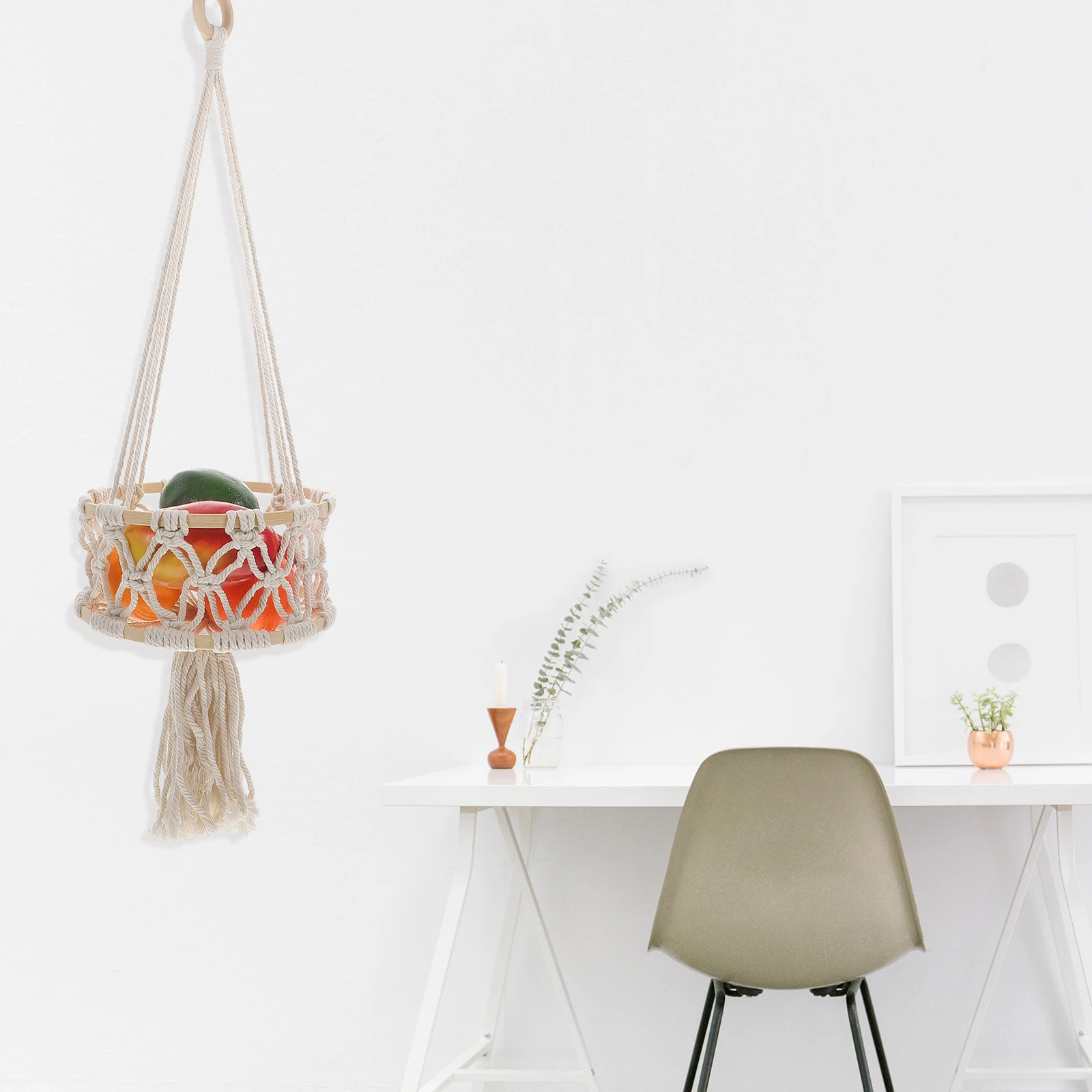 Stylish Woven Hanging Storage Basket Cotton Rope Decorative Basket for Fruits Home Kitchen
Stylish Woven Hanging Storage Basket Cotton Rope Decorative Basket for Fruits Home Kitchen