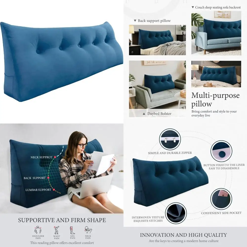 Thickened Queen Size Headboard Pillow for Bed Sitting, Back Support for Reading, Side Pocket, Velvet Cover, Removable
Thickened Queen Size Headboard Pillow for Bed Sitting, Back Support for Reading, Side Pocket, Velvet Cover, Removable