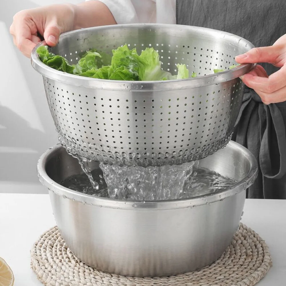 Stainless Steel Drain Bowl 20Cm Kitchen Food Washing Tool Fruit Vegetable Draining Basket Dishwasher Safe Multi Holes
Stainless Steel Drain Bowl 20Cm Kitchen Food Washing Tool Fruit Vegetable Draining Basket Dishwasher Safe Multi Holes