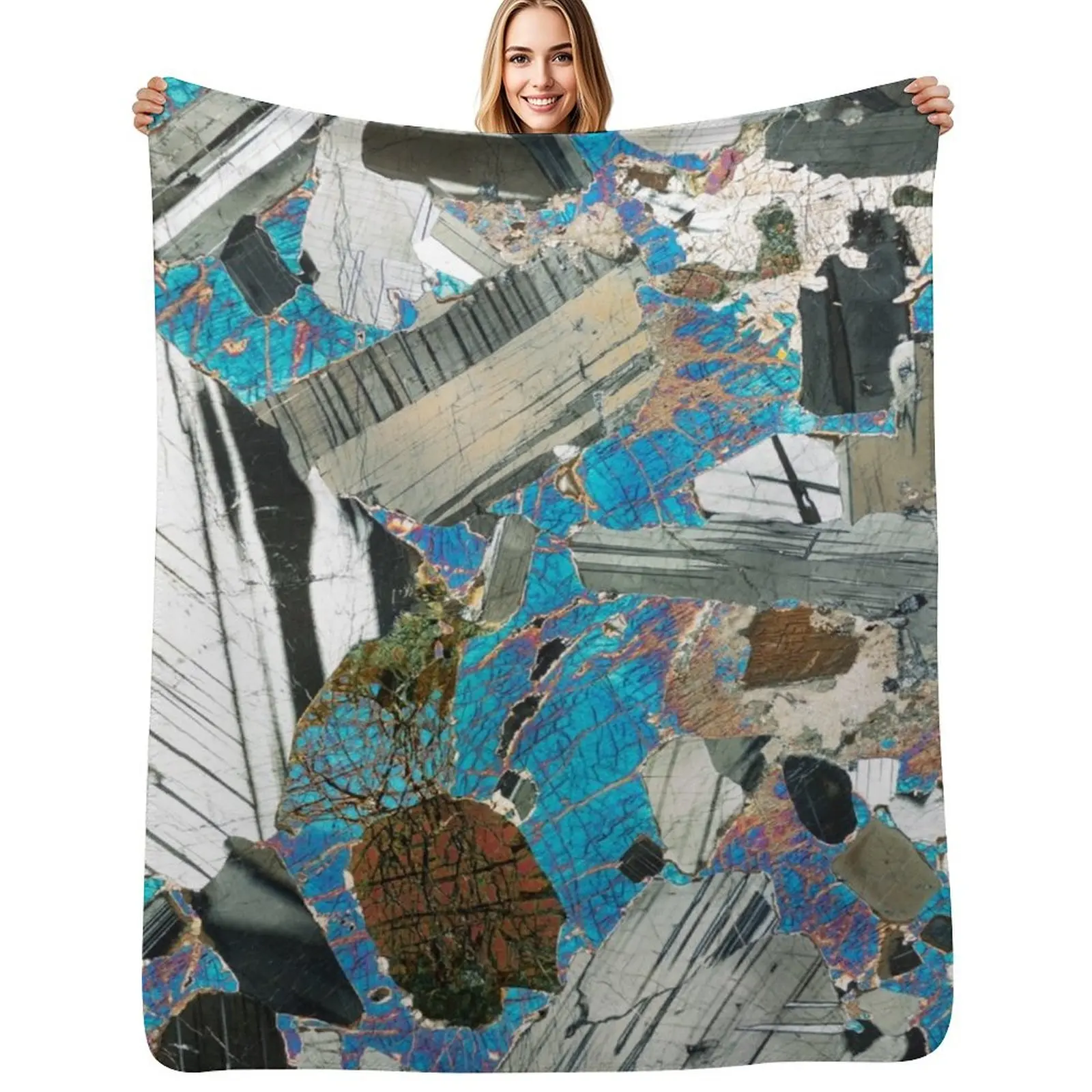 Gabbro from Huntly, Scotland rock thin section microscope photo - Scottish geology gift Throw Blanket Summer Blankets
Gabbro from Huntly, Scotland rock thin section microscope photo - Scottish geology gift Throw Blanket Summer Blankets