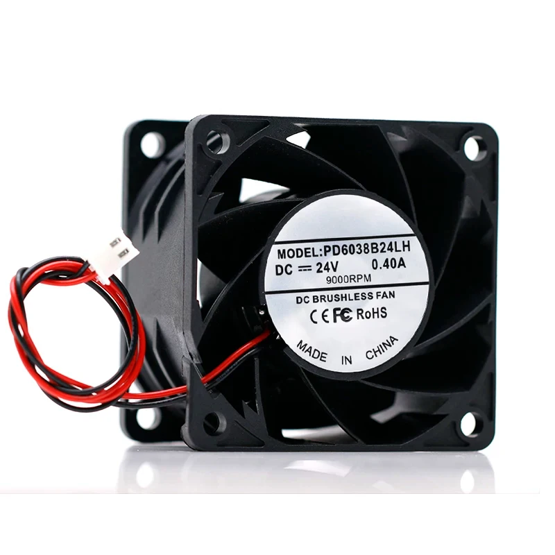 PD6038B24LH 60x60x38mm DC24V 0.4A Dual Ball Bearing High Static Pressure Brushless Axial Cooling Fan 2Pin 6CM Thick Industrial C
PD6038B24LH 60x60x38mm DC24V 0.4A Dual Ball Bearing High Static Pressure Brushless Axial Cooling Fan 2Pin 6CM Thick Industrial C