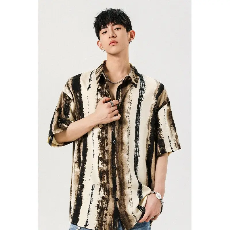 Summer Ink Stripes Trendy Thin Tie-dye Short-sleeved Shirt Ice Silk Loose Casual Retro Shirt
Summer Ink Stripes Trendy Thin Tie-dye Short-sleeved Shirt Ice Silk Loose Casual Retro Shirt