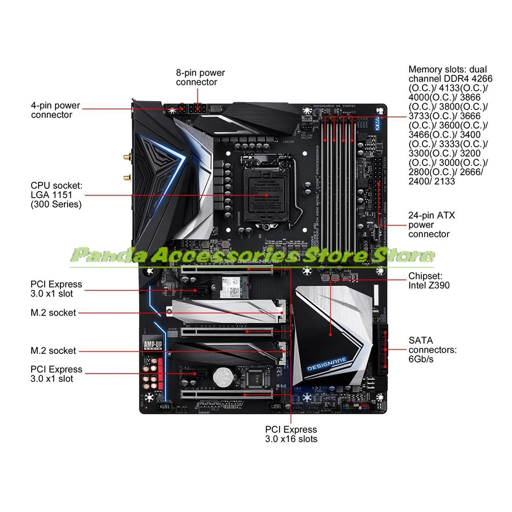 LGA1151 4*DDR4 128GB ATX Motherboard Z390 DESIGNARE
LGA1151 4*DDR4 128GB ATX Motherboard Z390 DESIGNARE
