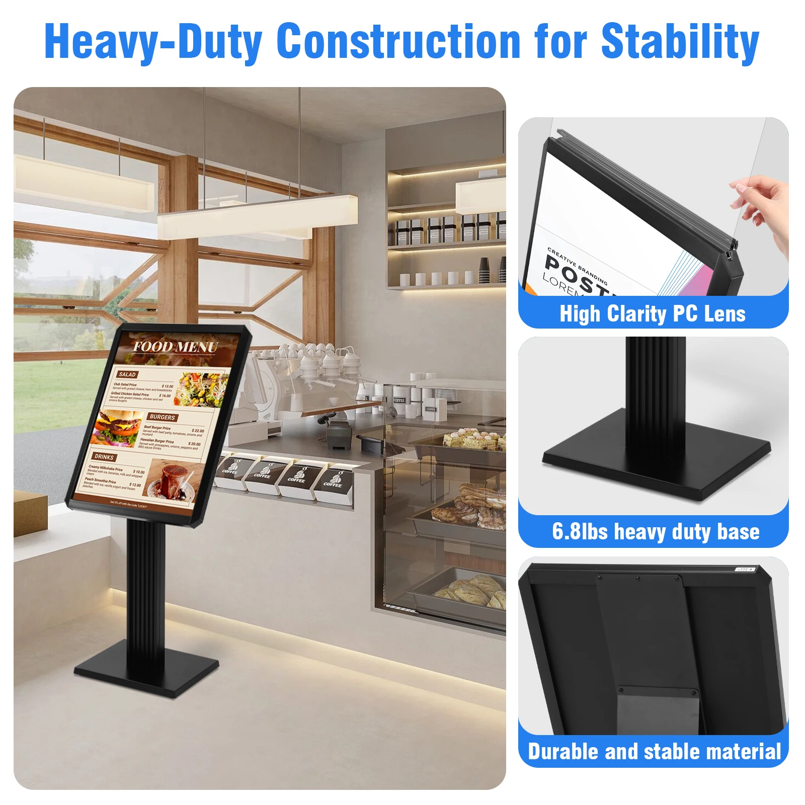 Sign Holder Floor Stand Adjustable Pedestal Poster Banner Stand with Snap-Open Frame Display for Malls Schools Restaurants
Sign Holder Floor Stand Adjustable Pedestal Poster Banner Stand with Snap-Open Frame Display for Malls Schools Restaurants