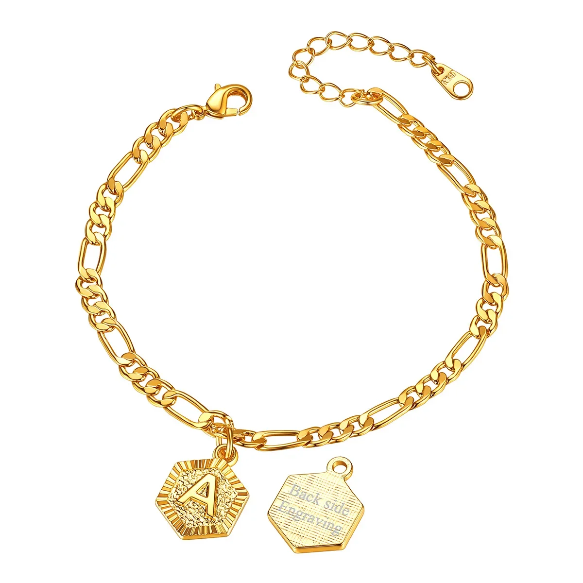 ChainsPro 4.5mm Figaro Chain Anklets Initial Letters Gold Color Ankle Bracelet for Women 22-27cm Length Adjustable Beach Jewelry
ChainsPro 4.5mm Figaro Chain Anklets Initial Letters Gold Color Ankle Bracelet for Women 22-27cm Length Adjustable Beach Jewelry