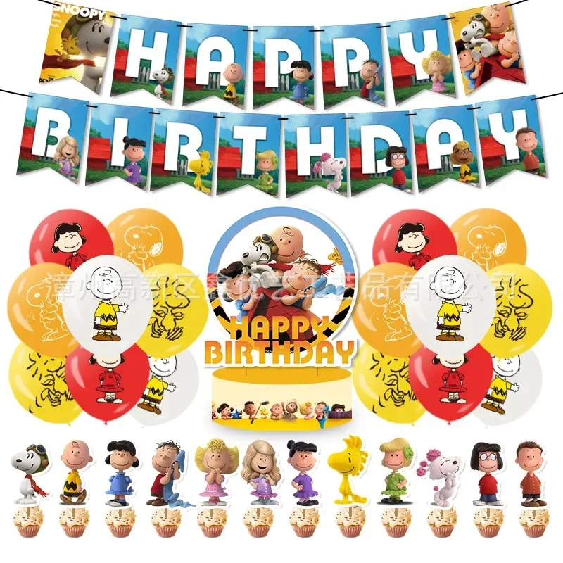 Anime Peanuts Snoopy Birthday Theme Party Decoration Pull Flag Banner Cake Flag Balloon Set Kids Party Supplies
Anime Peanuts Snoopy Birthday Theme Party Decoration Pull Flag Banner Cake Flag Balloon Set Kids Party Supplies