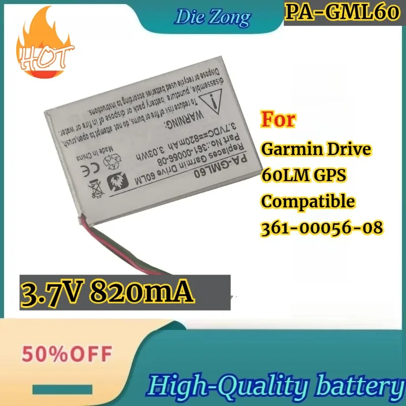For Garmin Drive 60LM GPS Compatible 361-00056-08 Rechargeable Batteries 3.7V 820mAh PA-GML60 Battery
For Garmin Drive 60LM GPS Compatible 361-00056-08 Rechargeable Batteries 3.7V 820mAh PA-GML60 Battery