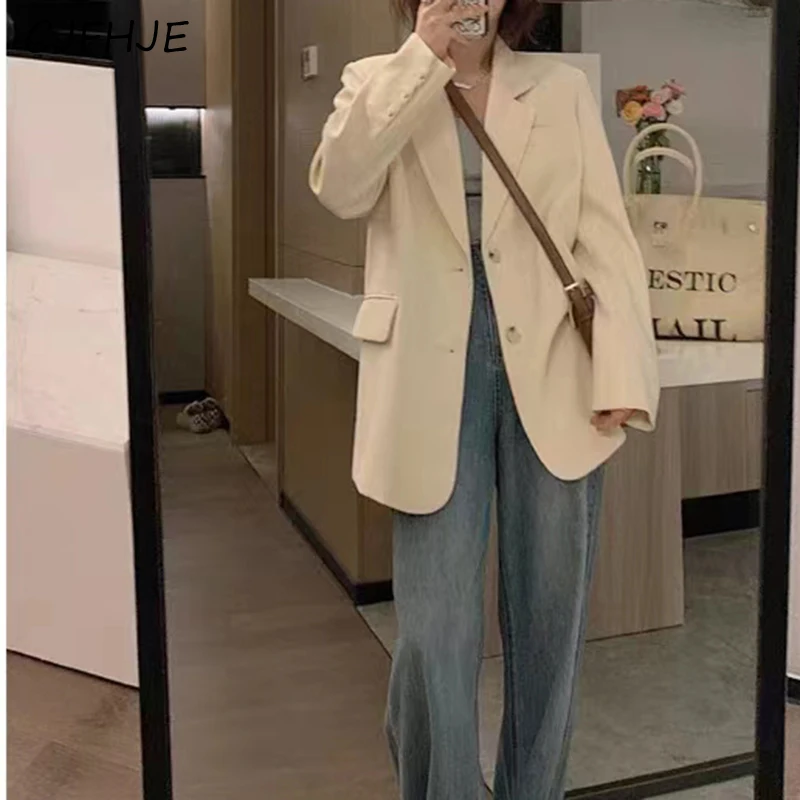 CJFHJE Women's Fashion Single Breasted White Suit Coat Spring Korean Retro Casual Women LooseVersatile Long Sleeved Suit Coat
CJFHJE Women's Fashion Single Breasted White Suit Coat Spring Korean Retro Casual Women LooseVersatile Long Sleeved Suit Coat