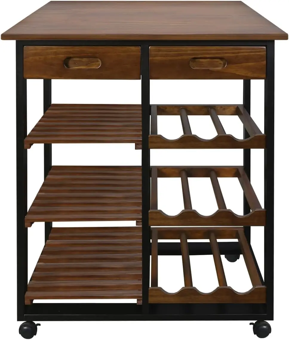 Solid Wood 28"" Wide L 4-Tier Rolling Kitchen Island Trolley With Wine Ra And Drawer, Mocha/Bla
Solid Wood 28"" Wide L 4-Tier Rolling Kitchen Island Trolley With Wine Ra And Drawer, Mocha/Bla