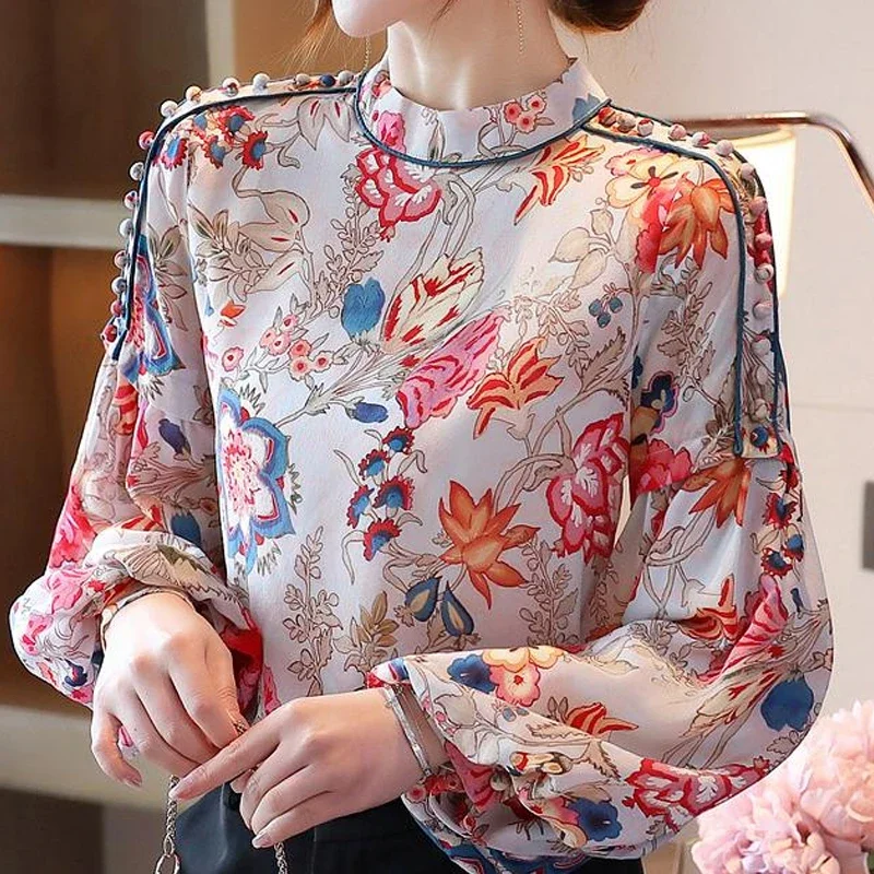 Autumn Long Sleeve Blouse Women Blusas Mujer De Moda Stand Collar Print Chiffon Blouse Shirt Tops Blouses Femme Shirts V1197
Autumn Long Sleeve Blouse Women Blusas Mujer De Moda Stand Collar Print Chiffon Blouse Shirt Tops Blouses Femme Shirts V1197