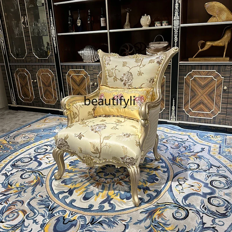 French solid wood carving flower leisure chair European luxury fabric sofa chair balcony chair furniture
French solid wood carving flower leisure chair European luxury fabric sofa chair balcony chair furniture