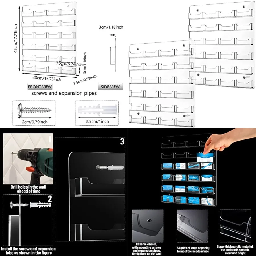2 Pieces Acrylic Business Card Holder Wall Mount Clear Sticker Display Rack Multiple Clear Acrylic Card Organizer Sticker Displ
2 Pieces Acrylic Business Card Holder Wall Mount Clear Sticker Display Rack Multiple Clear Acrylic Card Organizer Sticker Displ