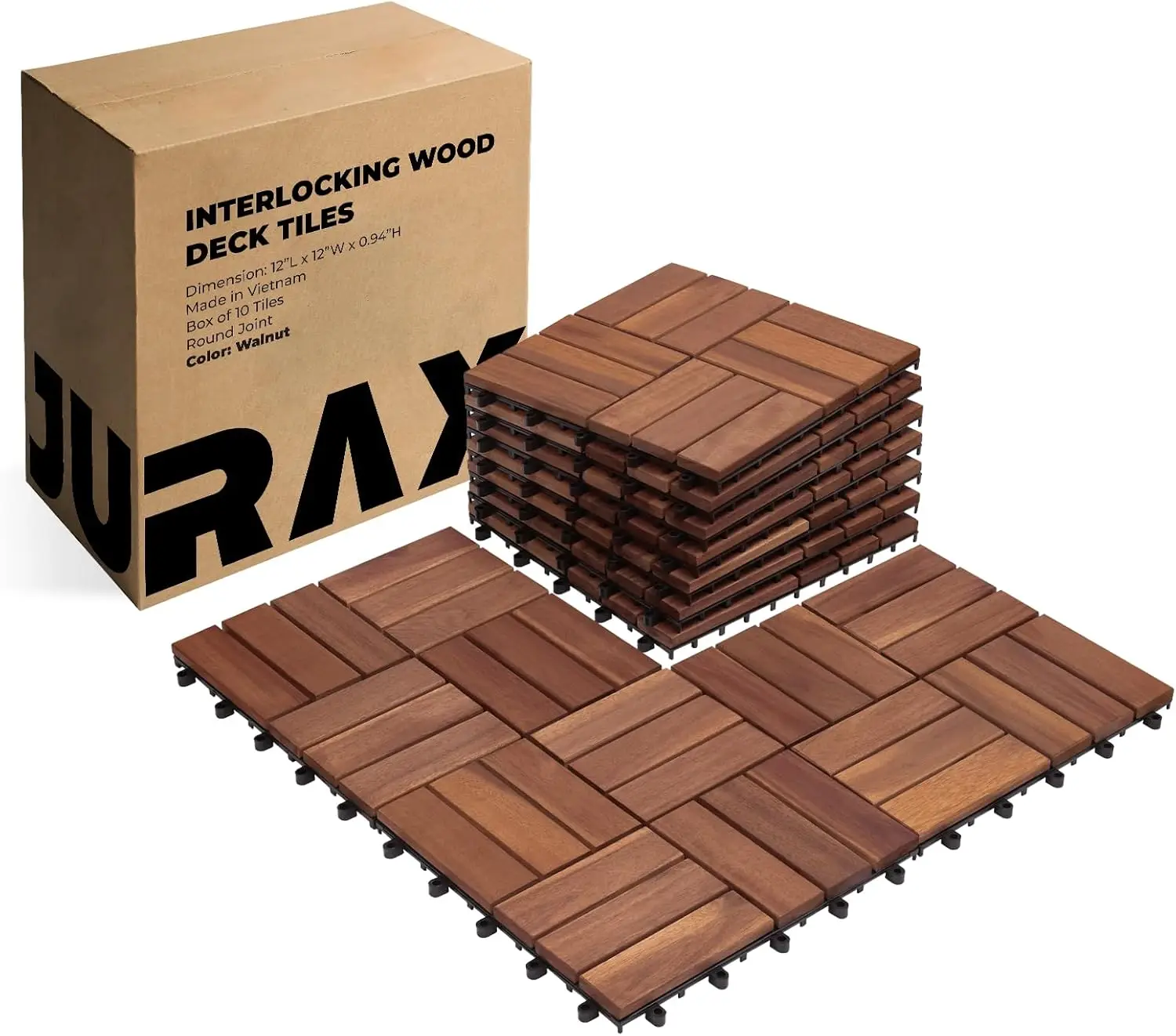 Premium Solid Wood Interlocking Deck Tiles, 10 PCs 12”x12” Snap Together Patio Flooring for Outdoor
Premium Solid Wood Interlocking Deck Tiles, 10 PCs 12”x12” Snap Together Patio Flooring for Outdoor