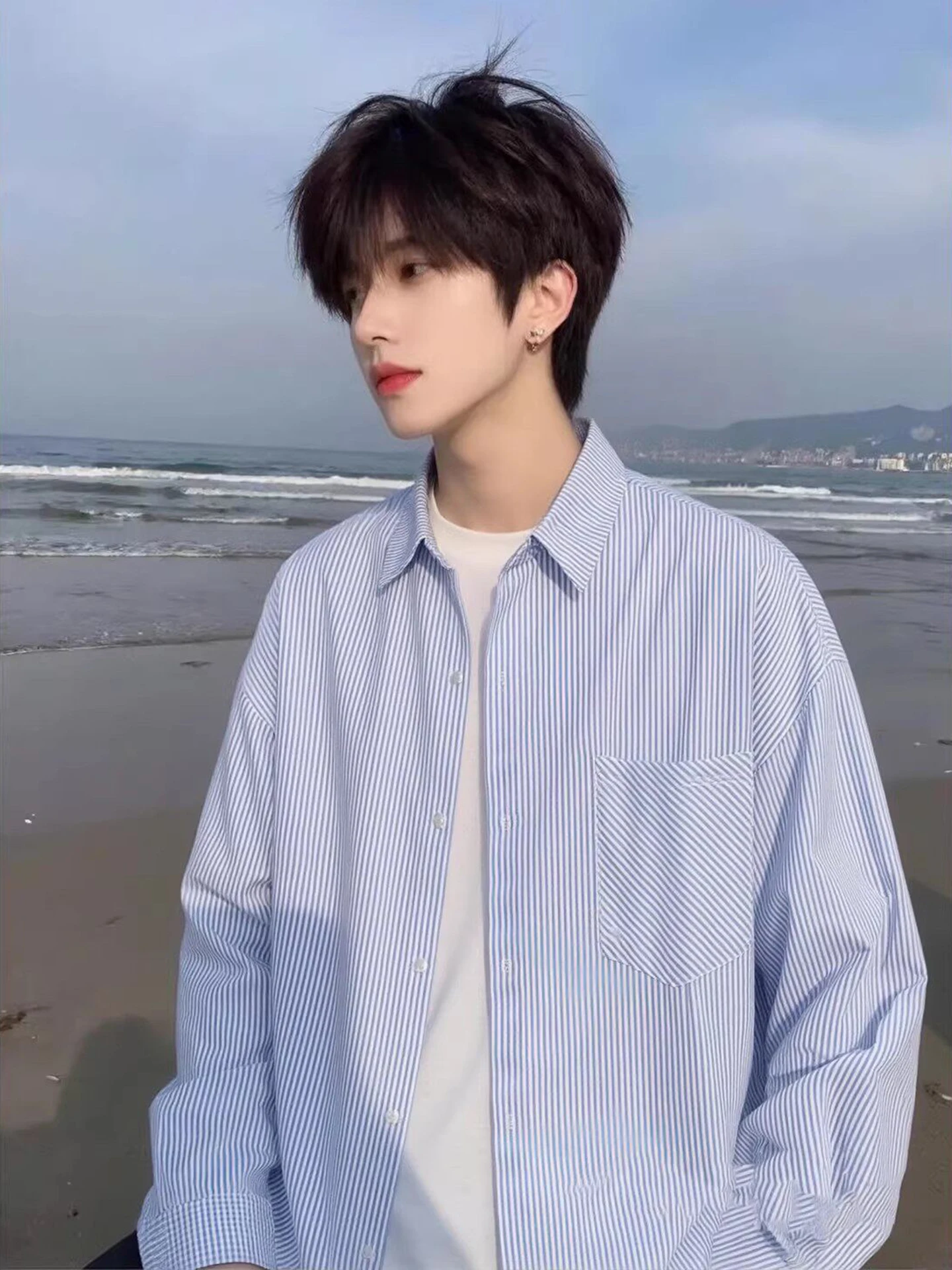 Blue Striped Long Sleeve Men's Shirt Spring Summer Beach Sun Protection Casual Fashion Polyester Cotton Blend Loose Fit
Blue Striped Long Sleeve Men's Shirt Spring Summer Beach Sun Protection Casual Fashion Polyester Cotton Blend Loose Fit
