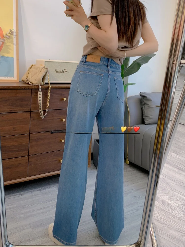 Fanchaofan Summer Thin Denim Pants Women's High Waist Wide Leg Straight Cut Trousers Side Seam Splicing Cotton Stretch Denim
Fanchaofan Summer Thin Denim Pants Women's High Waist Wide Leg Straight Cut Trousers Side Seam Splicing Cotton Stretch Denim