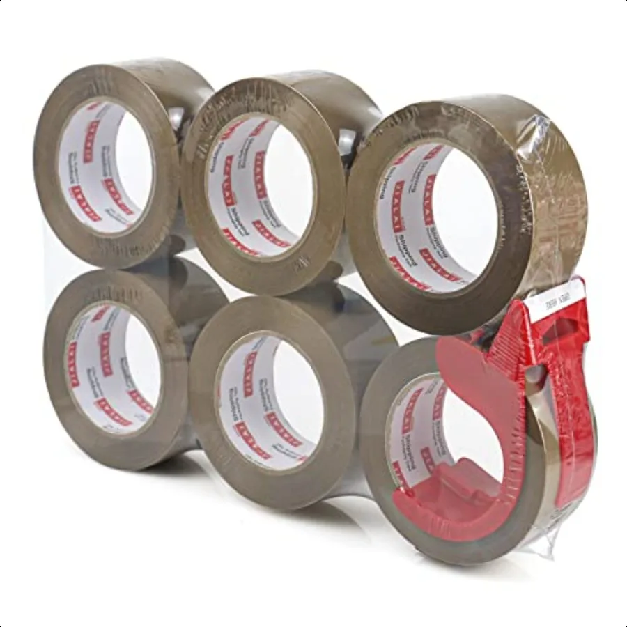 Коричневая упаковочная лента с дозатором, 2,4 мил, 1,88 дюйма x 110 ярдов, 6 рулонов, сверхпрочная заправка, упаковка для промышленной транспортировки T 
Коричневая упаковочная лента с дозатором, 2,4 мил, 1,88 дюйма x 110 ярдов, 6 рулонов, сверхпрочная заправка, упаковка для промышленной транспортировки T