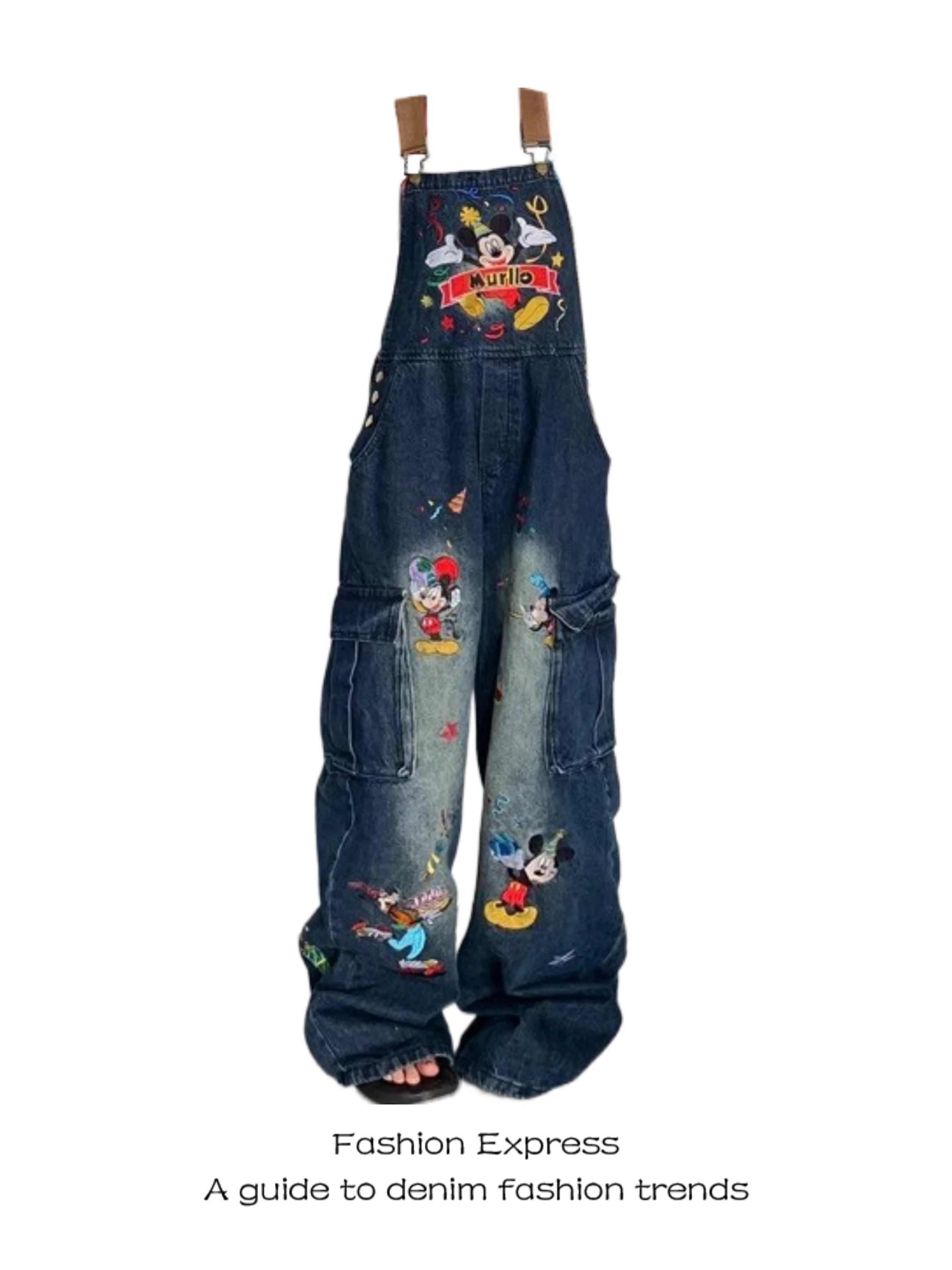 Retro American Childhood Style Embroidered Denim Overalls Loose Women's High Waist Wide Leg Pants Blue Jeans Trousers
Retro American Childhood Style Embroidered Denim Overalls Loose Women's High Waist Wide Leg Pants Blue Jeans Trousers