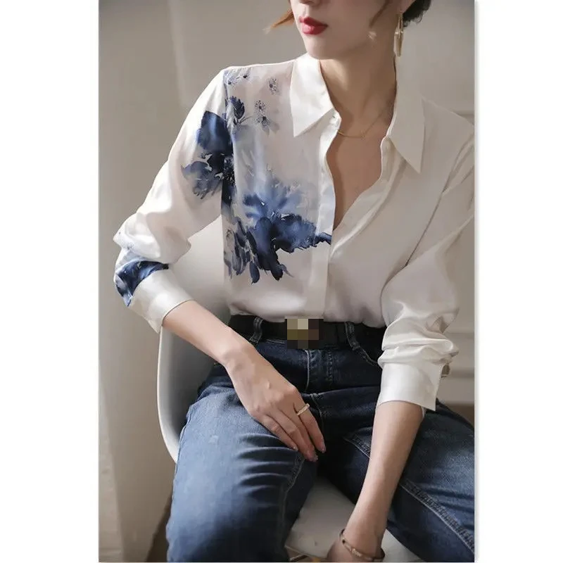 Fashion Lapel Button Printed Floral Shirt Women's Clothing Autumn New Office Lady Tops Loose Long Sleeve Casual Blouse E9346
Fashion Lapel Button Printed Floral Shirt Women's Clothing Autumn New Office Lady Tops Loose Long Sleeve Casual Blouse E9346