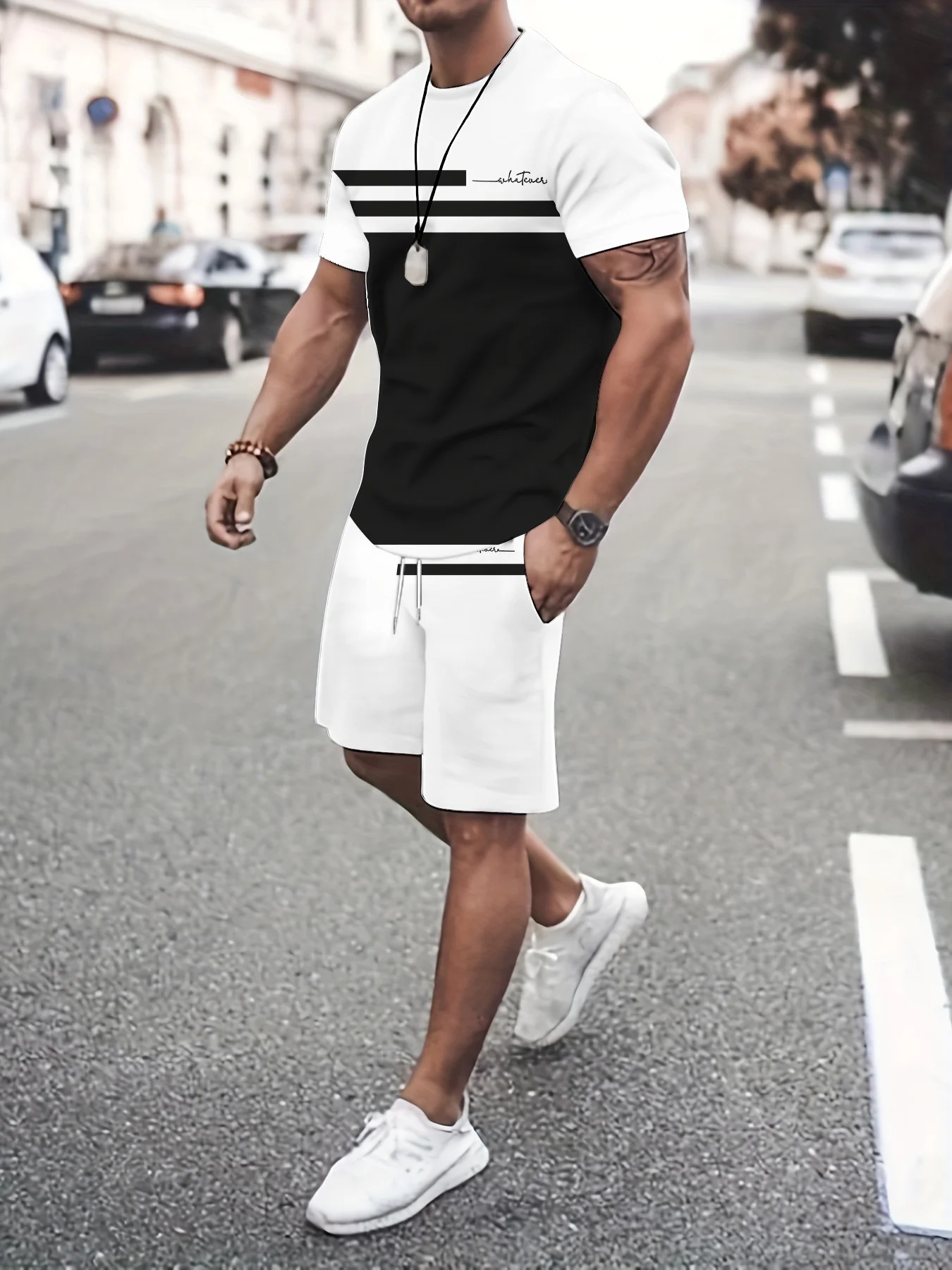 2026 Summer New Design American Men's Casual Fashion Outdoor Sports Breathable 3D Stripes Pattern Printed Short Sleeve Shorts Se
2026 Summer New Design American Men's Casual Fashion Outdoor Sports Breathable 3D Stripes Pattern Printed Short Sleeve Shorts Se