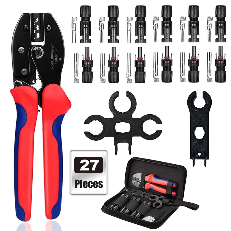 Solar Crimping Pliers Tools Kit For MC4 Cable Electeical Connectors Solar Panel PV Cable 6 Male Female Connectors Termianls Sets
Solar Crimping Pliers Tools Kit For MC4 Cable Electeical Connectors Solar Panel PV Cable 6 Male Female Connectors Termianls Sets