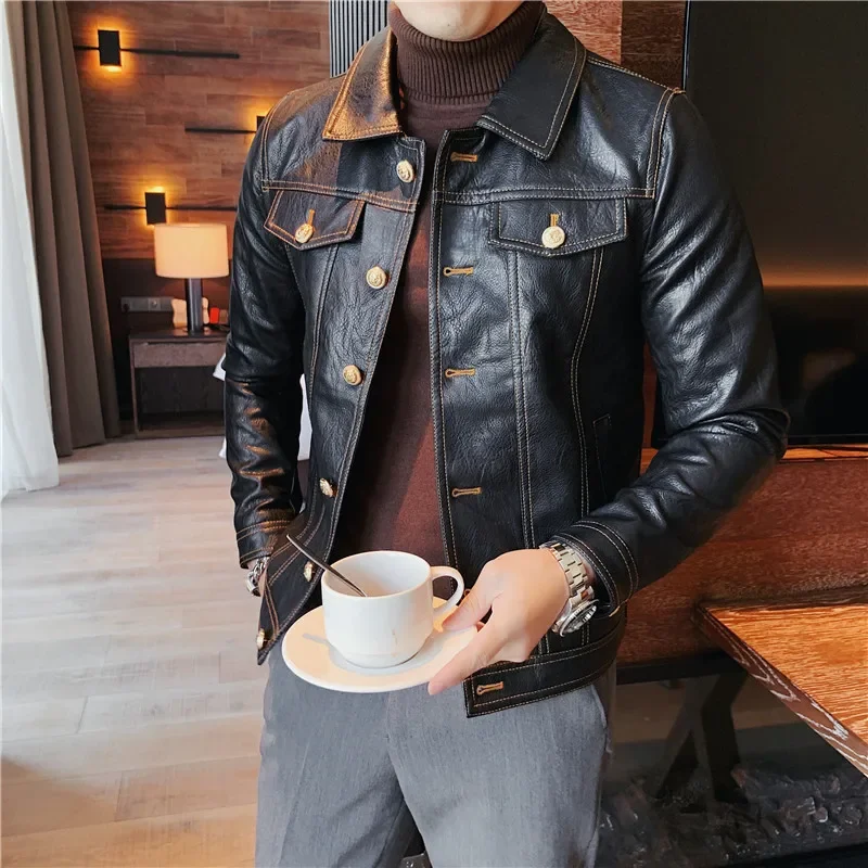 2023 Brand Clothing Men's Spring Casual Leather Jacket/Male Slim Fit Fashion High Quality Leather Coats Man Clothing V108
2023 Brand Clothing Men's Spring Casual Leather Jacket/Male Slim Fit Fashion High Quality Leather Coats Man Clothing V108