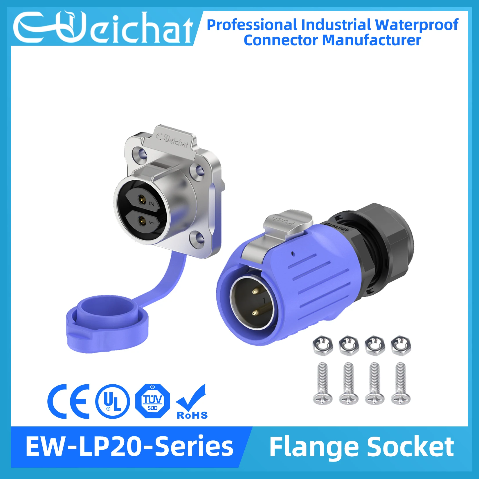LP20 Waterproof Connector IP68 Industrial Circular Aviation Electrical Metal Shell Connector M20 2-14 Pin Flange Socket
LP20 Waterproof Connector IP68 Industrial Circular Aviation Electrical Metal Shell Connector M20 2-14 Pin Flange Socket
