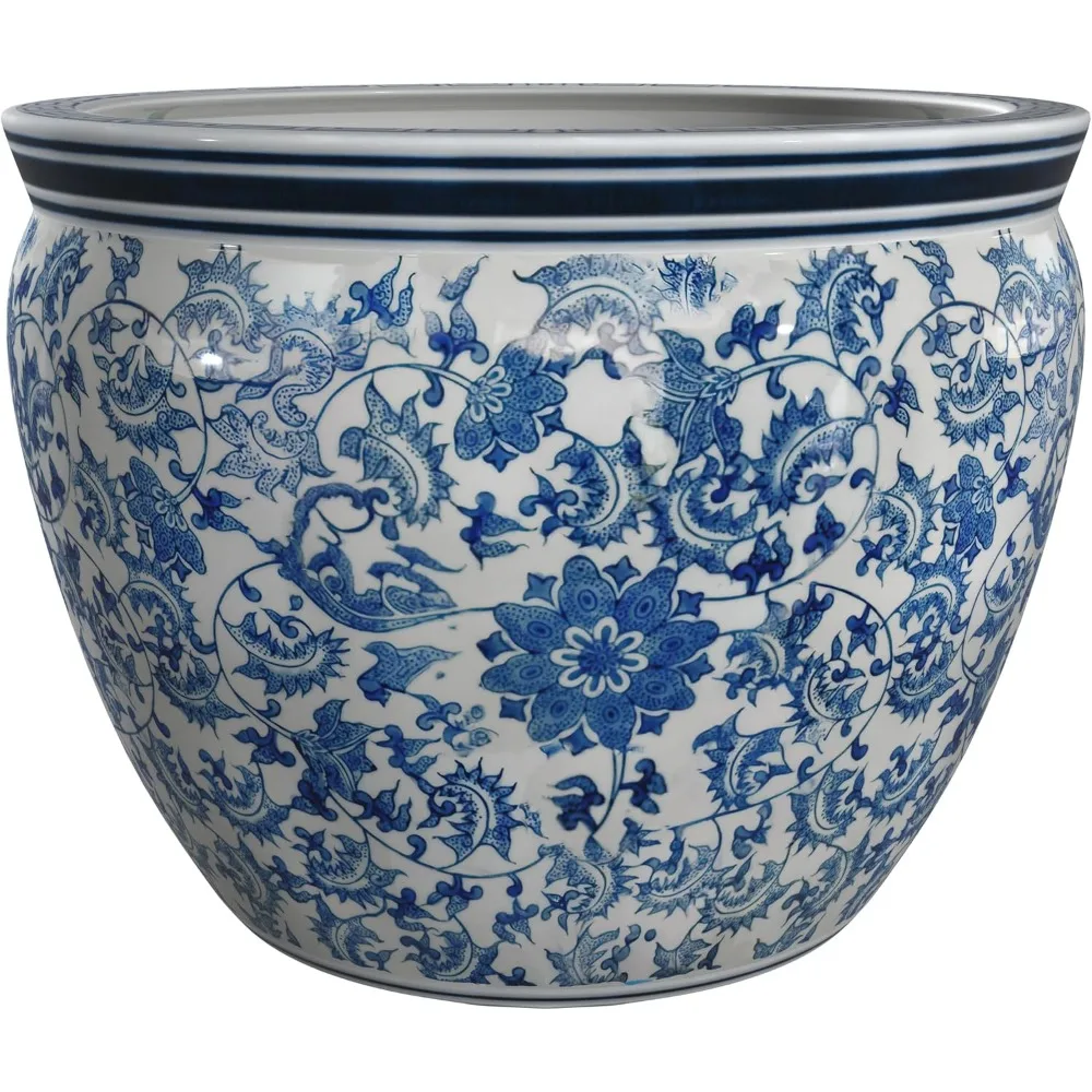 Large 18" Porcelain Fishbowl Blue & White Floral Planter or Cachepot for Indoor/Outdoor Use in Garden Entryway Living Room Boho
Large 18" Porcelain Fishbowl Blue & White Floral Planter or Cachepot for Indoor/Outdoor Use in Garden Entryway Living Room Boho