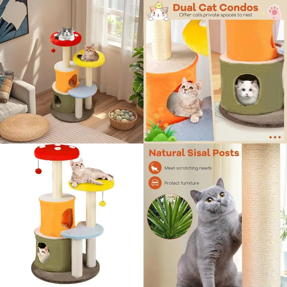 Современная кошачья лежанка-башня 43 дюйма с сизалевыми столбиками, двумя домиками, мягкими платформами и подвесными шариками
Современная кошачья лежанка-башня 43 дюйма с сизалевыми столбиками, двумя домиками, мягкими платформами и подвесными шариками