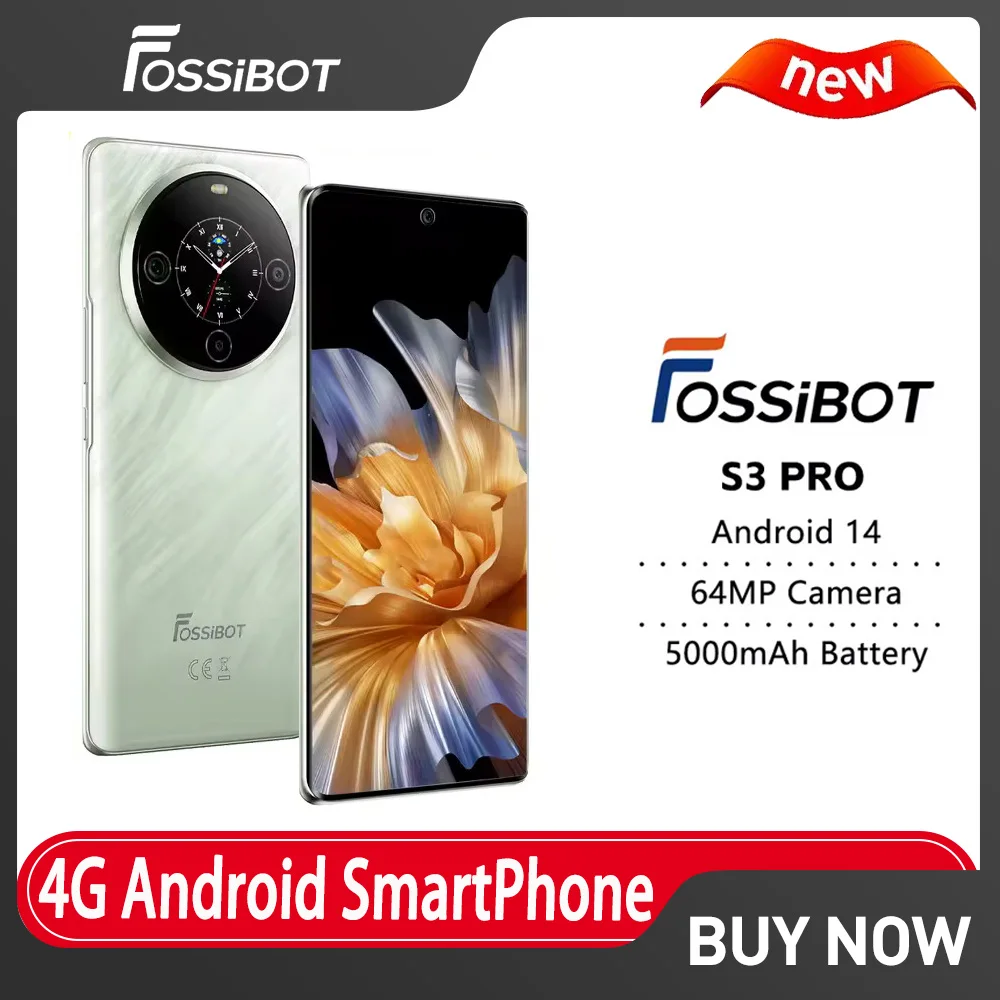 FOSSIBOT S3 PRO Android14 Smartphone 6.67 Inch Curved AMOLED Display 6G+128GB 5000mAh Battery 64MP Main Camera NFC 4G Cell Phone
FOSSIBOT S3 PRO Android14 Smartphone 6.67 Inch Curved AMOLED Display 6G+128GB 5000mAh Battery 64MP Main Camera NFC 4G Cell Phone