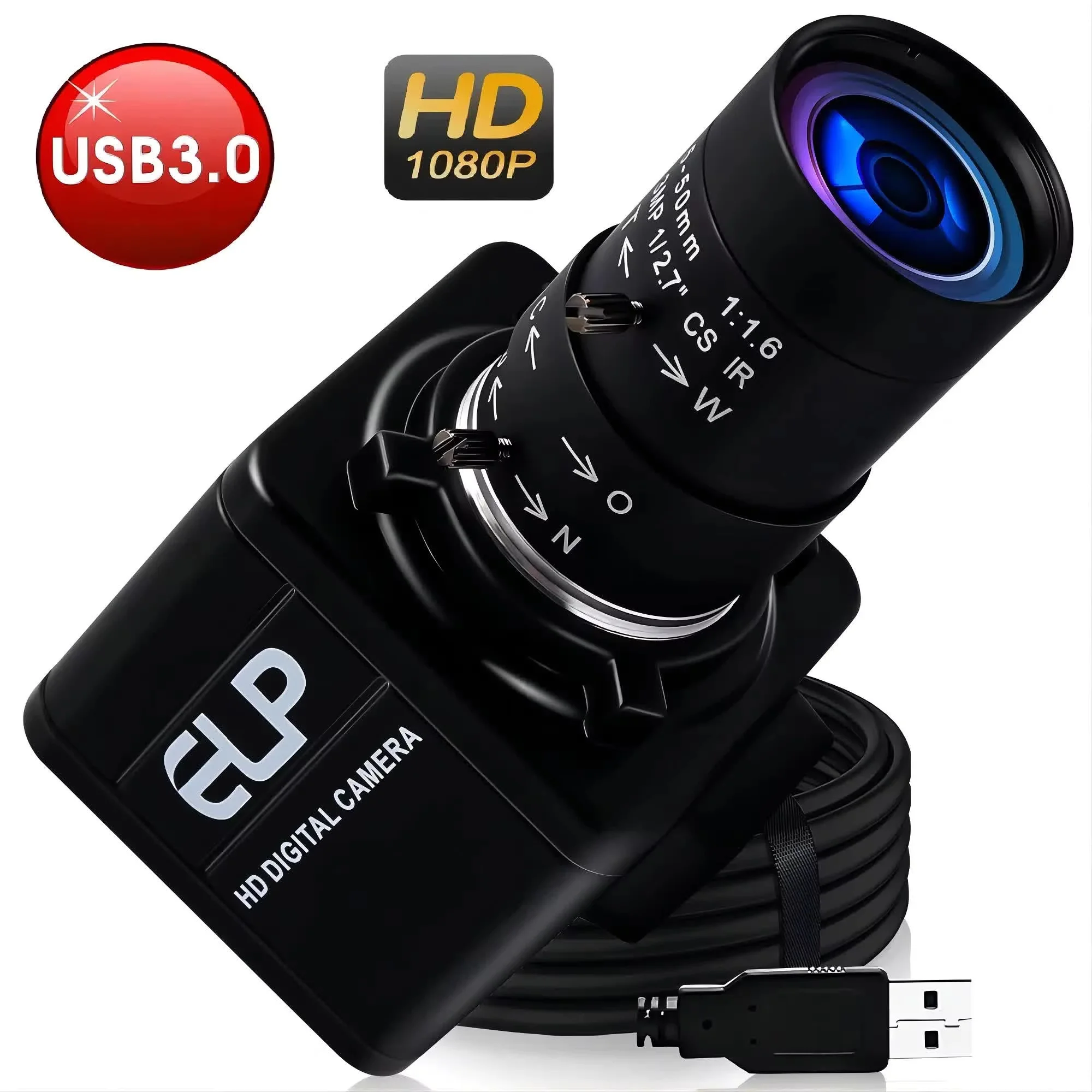 ELP 1080P USB3.0 Webcam with Manual Varifocal Lens 2MP 50fps High Speed USB Camera IMX291 Low Light Camera for Computer
ELP 1080P USB3.0 Webcam with Manual Varifocal Lens 2MP 50fps High Speed USB Camera IMX291 Low Light Camera for Computer