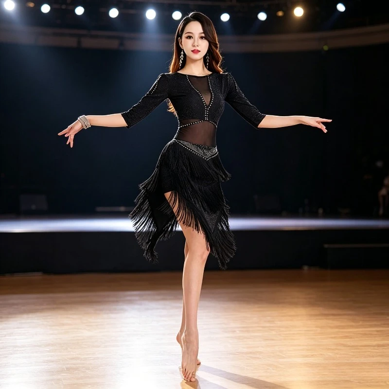 Belly Dance Outfit Women Short Sleeve Top & Tassel Skirt Set Oriental Belly Dancing Professional Practice Performance Costume
Belly Dance Outfit Women Short Sleeve Top & Tassel Skirt Set Oriental Belly Dancing Professional Practice Performance Costume