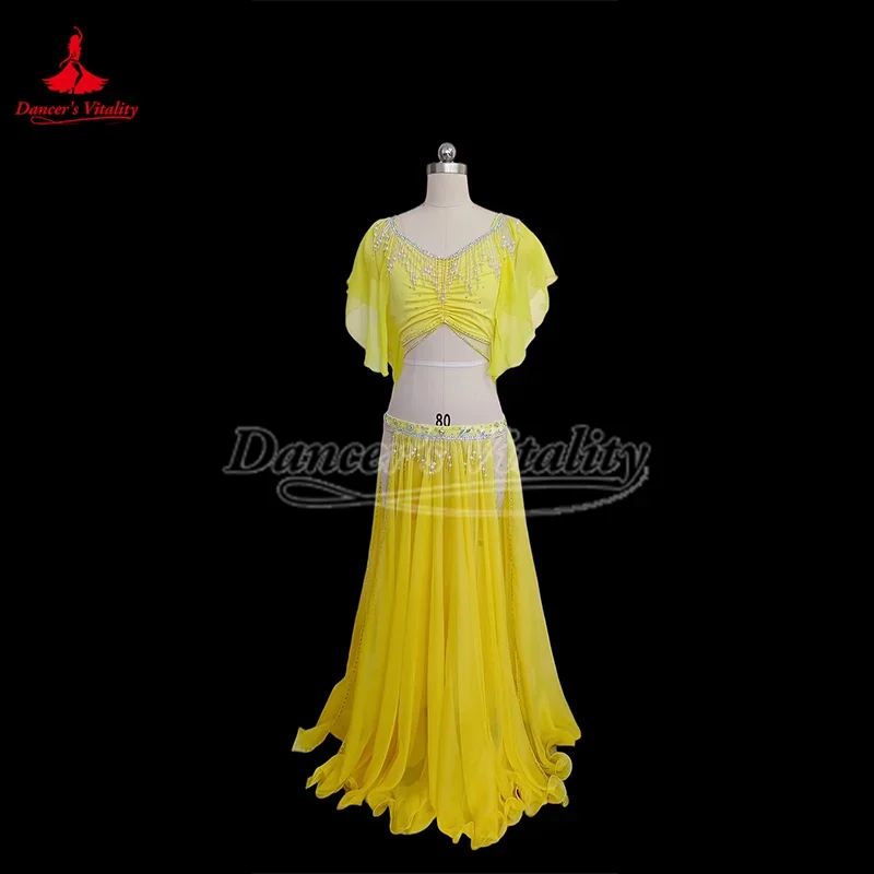 Female Bellydance Group Stage Performance Competition Practise Chiffon Pearl Top and Long Skirt Two-piece Suit Oriental Mejance
Female Bellydance Group Stage Performance Competition Practise Chiffon Pearl Top and Long Skirt Two-piece Suit Oriental Mejance