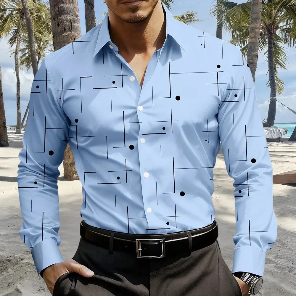 Men's abstract art geometric polka dot shirt, button down long sleeved, casual and fashionable, daily wear
Men's abstract art geometric polka dot shirt, button down long sleeved, casual and fashionable, daily wear