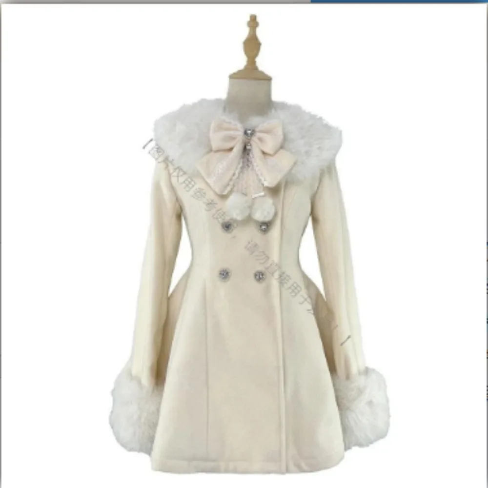 Autumn Winter Japanese Kawaii Lolita Woolen Coat Women Sweet Bow Plush Slim Jacket Female Korean Style Warm Dress Cute Overcoat
Autumn Winter Japanese Kawaii Lolita Woolen Coat Women Sweet Bow Plush Slim Jacket Female Korean Style Warm Dress Cute Overcoat