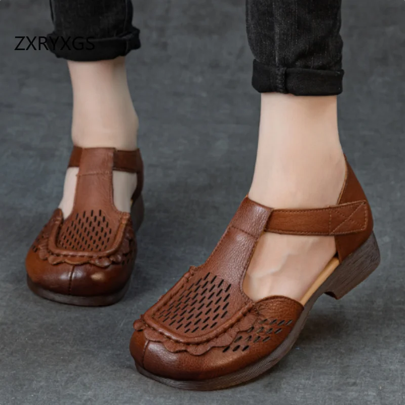 ZXRYXGS 2026 New Summer Round Toe Hollow Side Open Women's Genuine Leather Sandals Flat Soft Sole Comfortable Trendy Sandals
ZXRYXGS 2026 New Summer Round Toe Hollow Side Open Women's Genuine Leather Sandals Flat Soft Sole Comfortable Trendy Sandals
