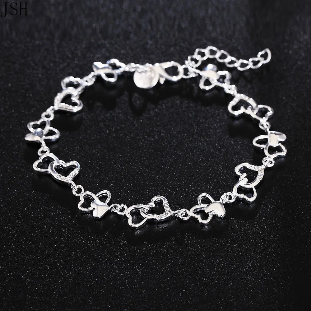 Beautiful Gorgeous Women Bracelet Heart Lovely Crystal Chain Fashion Wedding Party 925 Sterling Silver Lady Bracelet Jewelry
Beautiful Gorgeous Women Bracelet Heart Lovely Crystal Chain Fashion Wedding Party 925 Sterling Silver Lady Bracelet Jewelry