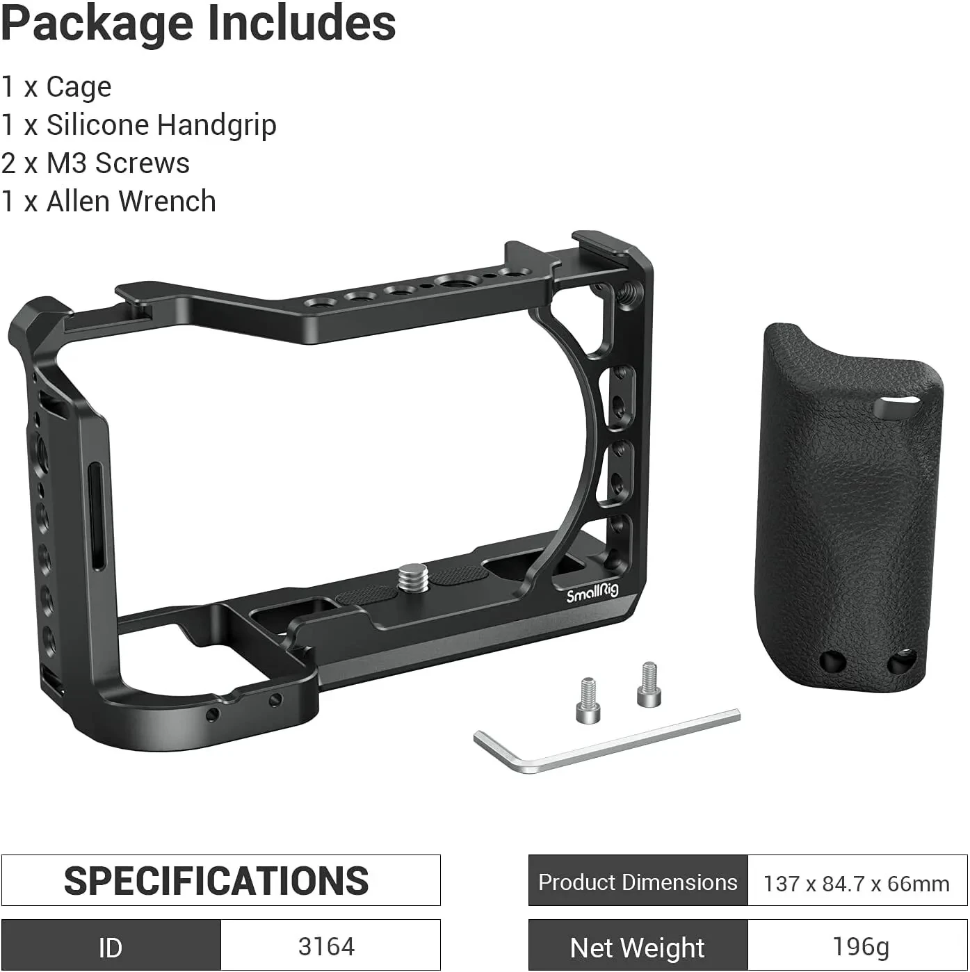 SmallRig Camera Cage Handle Grip 1/4" Expansion Holes Box Cold Shoe Quick Release for Sony A6100 A6300 A6400 3164
SmallRig Camera Cage Handle Grip 1/4" Expansion Holes Box Cold Shoe Quick Release for Sony A6100 A6300 A6400 3164