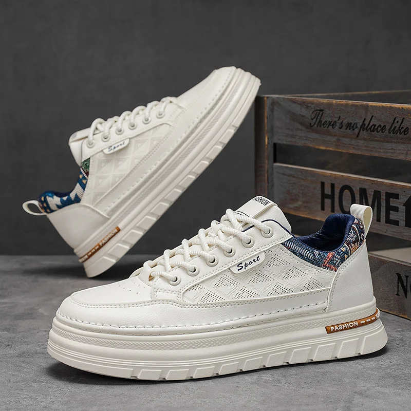 Spring Men's New Breathable White Shoes Men's Trendy Versatile Thick soled Sports and Leisure Board Shoes Trendy Shoes
Spring Men's New Breathable White Shoes Men's Trendy Versatile Thick soled Sports and Leisure Board Shoes Trendy Shoes