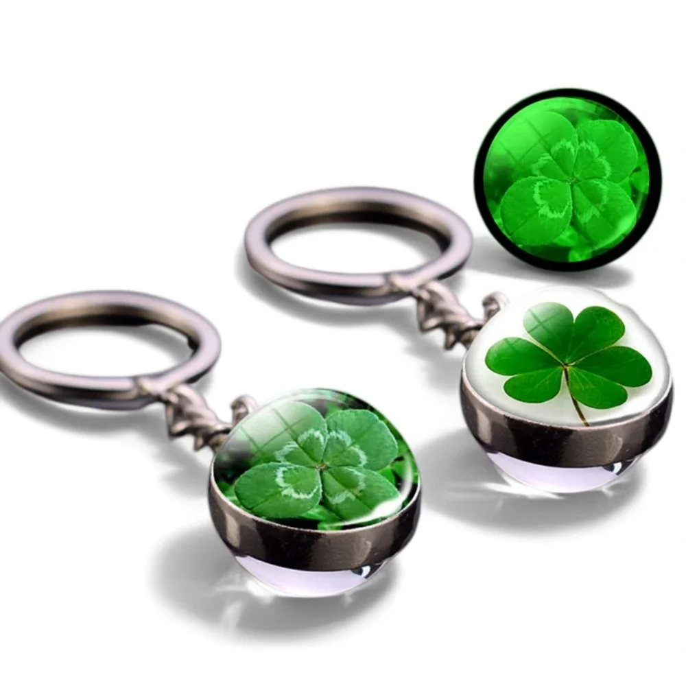 Luminous Four Leaf Clover Keychain Silver Color Lucky Green Double-Sided Glass Ball Pendant Key Ring For St Patrick's Day Gift
Luminous Four Leaf Clover Keychain Silver Color Lucky Green Double-Sided Glass Ball Pendant Key Ring For St Patrick's Day Gift